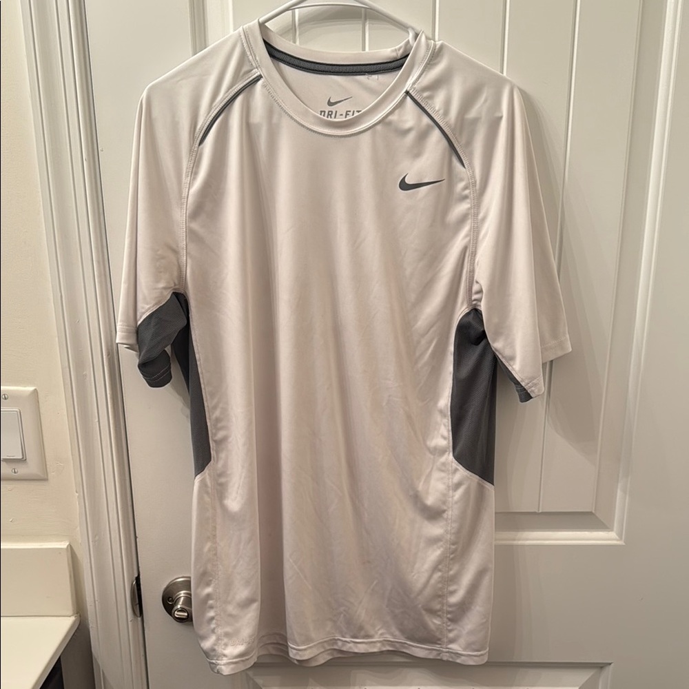 Nike Dri-FIT White and Gray Sports Tee
